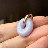 A-Grade Natural Lavender Jadeite Bagel Pendant (Gold Drop Bail) No. 173018