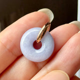 A-Grade Natural Lavender Jadeite Bagel Pendant (Gold Drop Bail) No. 173018