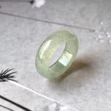 SOLD OUT: 16.5mm Icy A-Grade Natural Bluish Green Jadeite Abacus Ring Band No.162347
