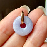 A-Grade Natural Lavender Jadeite Bagel Pendant (Gold Drop Bail) No. 173018