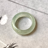 SOLD OUT: 16.5mm Icy A-Grade Natural Bluish Green Jadeite Abacus Ring Band No.162347