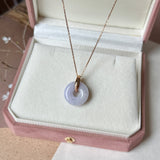 A-Grade Natural Lavender Jadeite Bagel Pendant (Gold Drop Bail) No. 173019