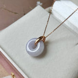 A-Grade Natural Lavender Jadeite Bagel Pendant (Gold Drop Bail) No. 173019