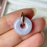 A-Grade Natural Lavender Jadeite Bagel Pendant (Gold Drop Bail) No. 173019