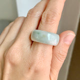 19.9mm A-Grade Natural Light Bluish Green Jadeite Abacus Ring Band No.162453