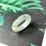 16.8mm A-Grade Natural Bluish Green Floral Jadeite Abacus Ring Band No.162350