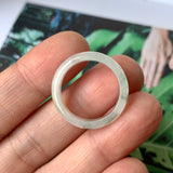 16.8mm A-Grade Natural Bluish Green Floral Jadeite Abacus Ring Band No.162350
