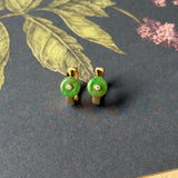 A-Grade Natural Green Jadeite Mini Donut Huggies Earrings No.180964
