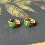 A-Grade Natural Green Jadeite Mini Donut Huggies Earrings No.180964