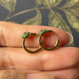 A-Grade Natural Green Jadeite Mini Donut Huggies Earrings No.180964