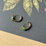 A-Grade Natural Green Jadeite Mini Donut Huggies Earrings No.180964