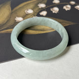 SOLD OUT: 59.8mm A-Grade Natural Light Green Jadeite Modern Round Bangle No.152208