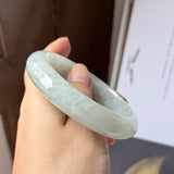 SOLD OUT: 59.8mm A-Grade Natural Light Green Jadeite Modern Round Bangle No.152208