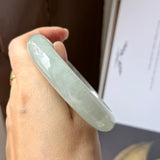 SOLD OUT: 59.8mm A-Grade Natural Light Green Jadeite Modern Round Bangle No.152208