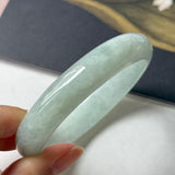 SOLD OUT: 59.8mm A-Grade Natural Light Green Jadeite Modern Round Bangle No.152208