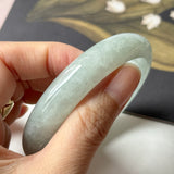 SOLD OUT: 59.8mm A-Grade Natural Light Green Jadeite Modern Round Bangle No.152208