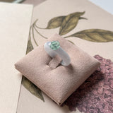 (Custom) 16.8mm A-Grade Natural Jadeite Joseon Dynasty Ring (Cherry Blossom) No.162681