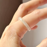 17.1mm Icy A-Grade Natural Slim Cut Jadeite Ring Band No.162683