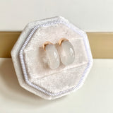 A-Grade Natural White Jadeite Cloop Earring Studs No.180832