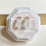 A-Grade Natural White Jadeite Cloop Earring Studs No.180832