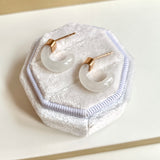 A-Grade Natural White Jadeite Cloop Earring Studs No.180832