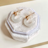 A-Grade Natural White Jadeite Cloop Earring Studs No.180832