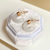 A-Grade Natural White Jadeite Cloop Earring Studs No.180832