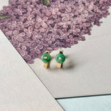 A-Grade Natural Green Jadeite Mini Donut Huggies Earrings No.180965
