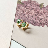 A-Grade Natural Green Jadeite Mini Donut Huggies Earrings No.180965
