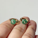 A-Grade Natural Green Jadeite Mini Donut Huggies Earrings No.180965