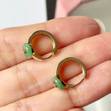 A-Grade Natural Green Jadeite Mini Donut Huggies Earrings No.180965