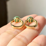 A-Grade Natural Green Jadeite Mini Donut Huggies Earrings No.180965