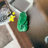 A-Grade Green Jadeite Ruyi Pendant No. 170967