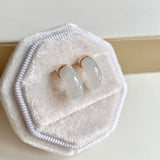 A-Grade Natural White Jadeite Cloop Earring Studs No.180836