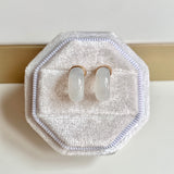A-Grade Natural White Jadeite Cloop Earring Studs No.180836