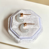 A-Grade Natural White Jadeite Cloop Earring Studs No.180836