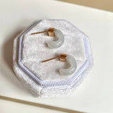 A-Grade Natural White Jadeite Cloop Earring Studs No.180836