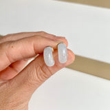 A-Grade Natural White Jadeite Cloop Earring Studs No.180836
