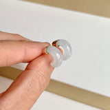 A-Grade Natural White Jadeite Cloop Earring Studs No.180836