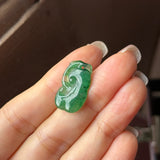 Icy A-Grade Bluish Green Jadeite Ruyi Pendant No. 172716