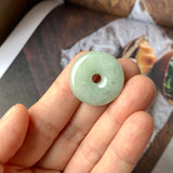 A-Grade Natural Green Jadeite Donut Pendant No.172163