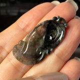 Icy A-Grade Black Jadeite Ruyi Pendant No. 172718
