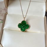 A-Grade Imperial Green Jadeite Clover Pendant No. 172720