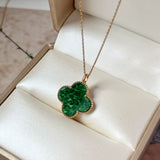 A-Grade Imperial Green Jadeite Clover Pendant No. 172720