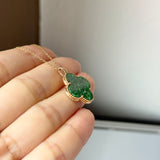A-Grade Imperial Green Jadeite Clover Pendant No. 172720