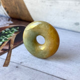 A-Grade Natural Yellow Green Jadeite Donut Pendant No.172164