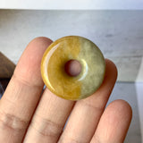 A-Grade Natural Yellow Green Jadeite Donut Pendant No.172164