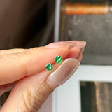 Icy A-Grade Natural Imperial Green Jadeite Frangipani Flower Stud Earring No. 180409