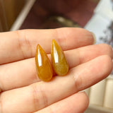 22.75 cts A-Grade Natural Dark Yellow Jadeite Droplet (Pair) No.180689