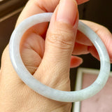 52.7mm A-Grade Natural Light Lavender Green Jadeite Traditional Round Slim Cut Bangle No. 152209